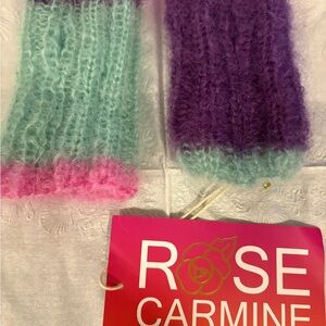 Rose Carmine Colorful Knit Gloves